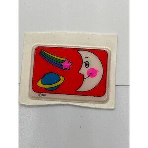 Vintage 1980s Moon Star Planet Sticker By GII Saturn Rainbow 1.5" Across
